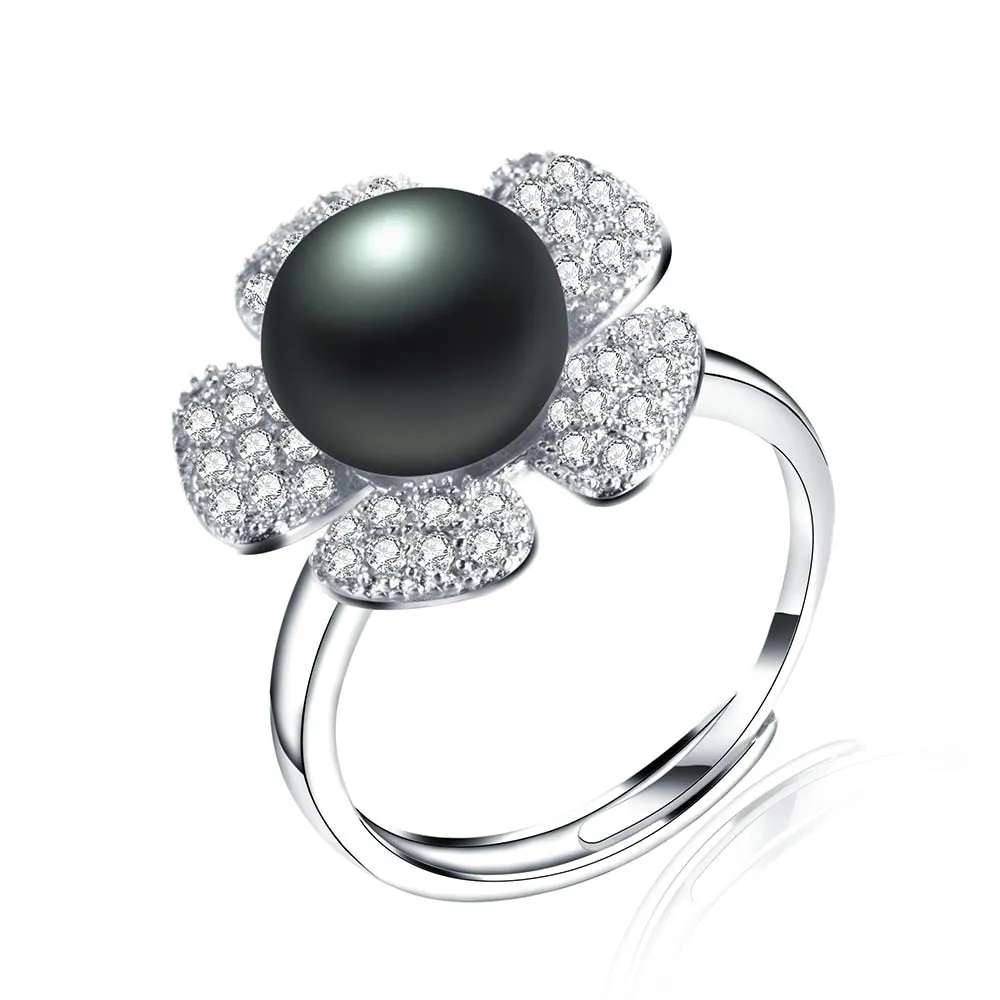 Elegant 925 Sterling Silver Sun Flower Zircon Rings