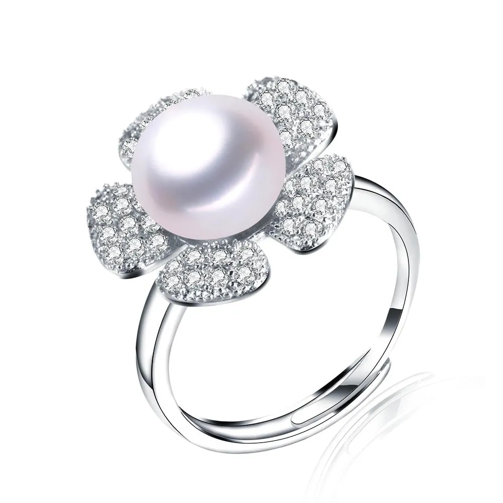 Elegant 925 Sterling Silver Sun Flower Zircon Rings
