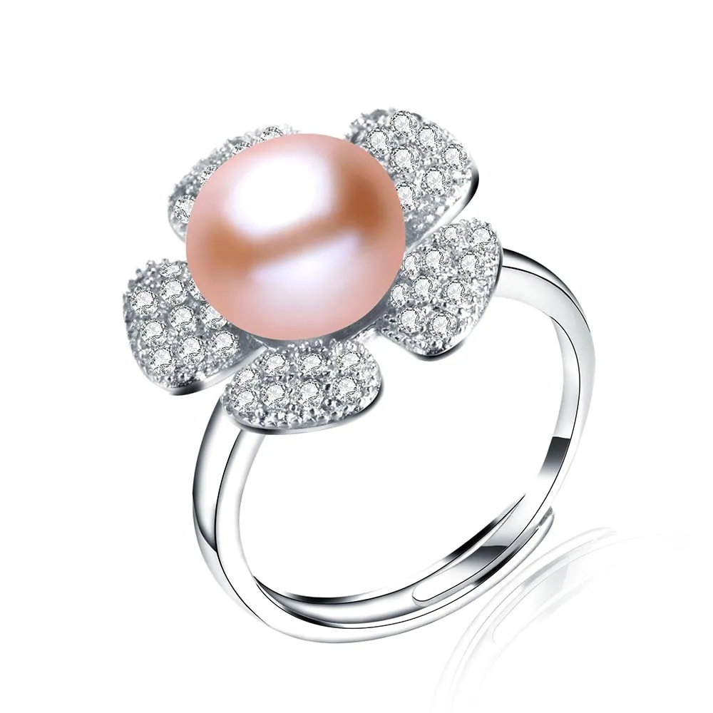 Elegant 925 Sterling Silver Sun Flower Zircon Rings