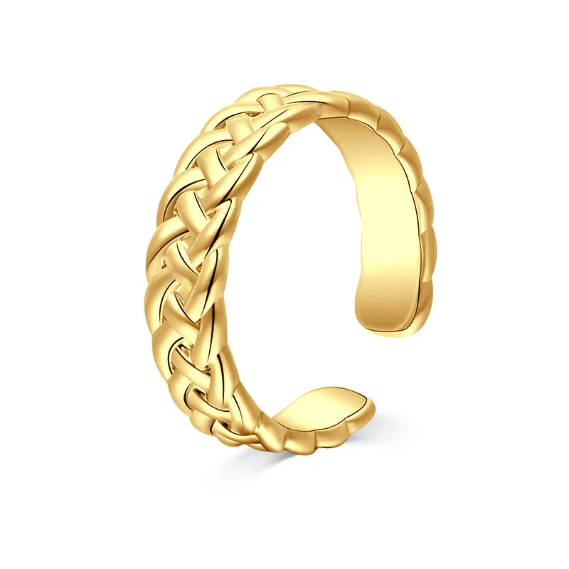 Elegant and quiet Wide braid toe ring