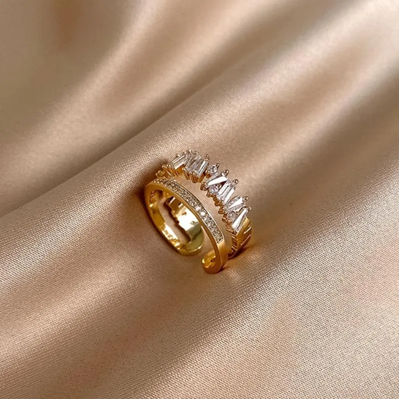 Elegant Fashion Double Layer Zircon Adorned Rings