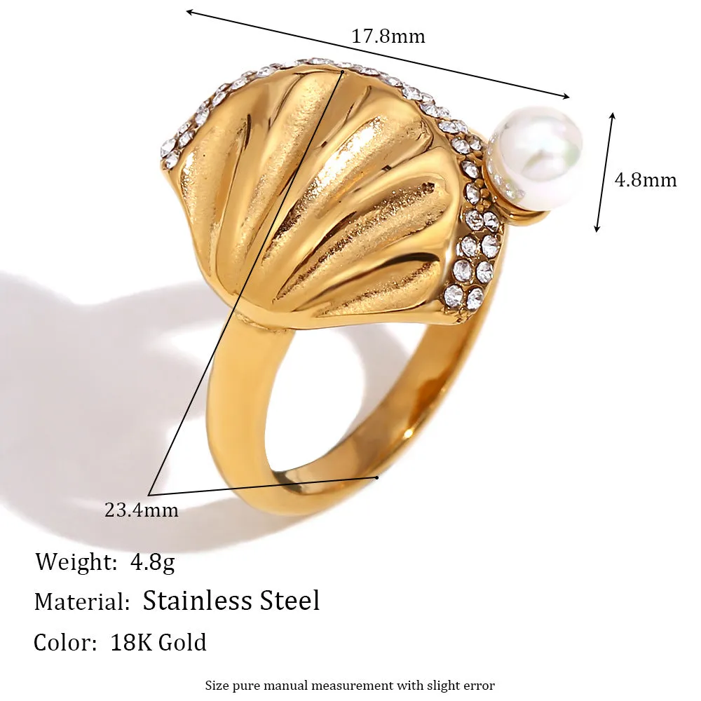 Elegant Fashion Shell Geometric Stainless Steel Electroplating Rings