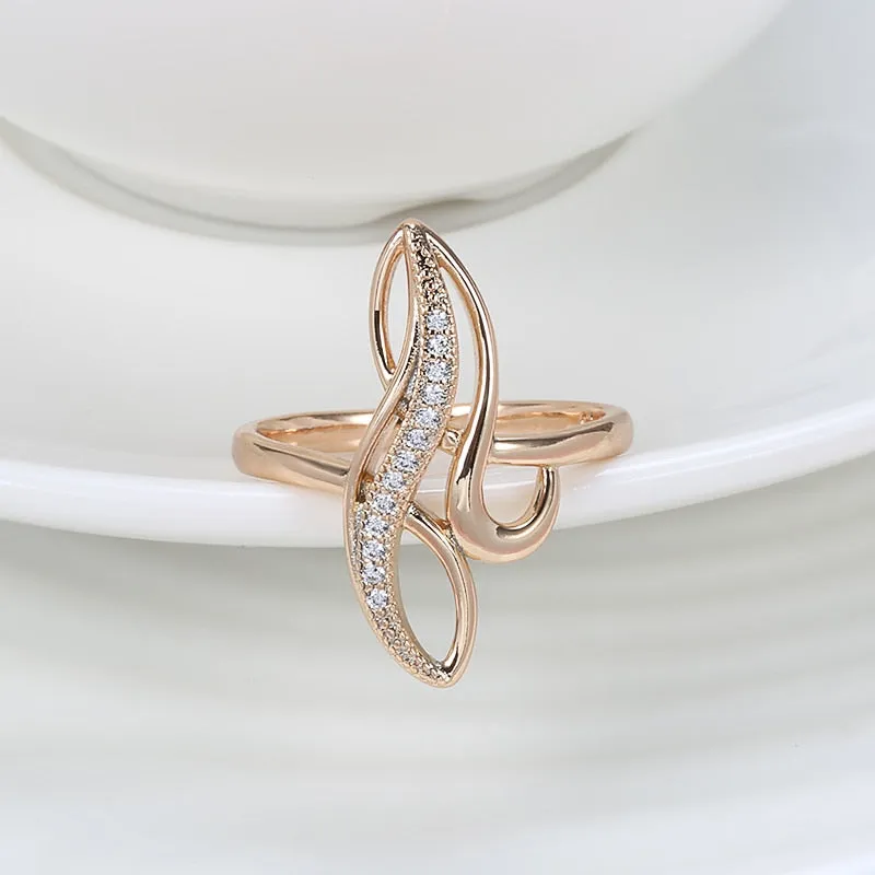 Elegant Geometric Texture Natural White Zircon Rings For Women