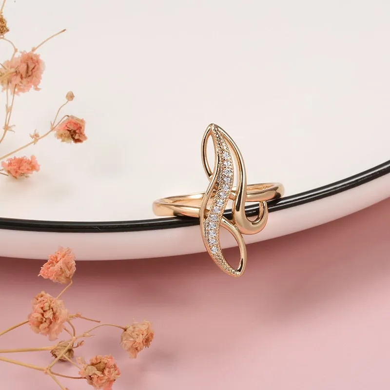 Elegant Geometric Texture Natural White Zircon Rings For Women