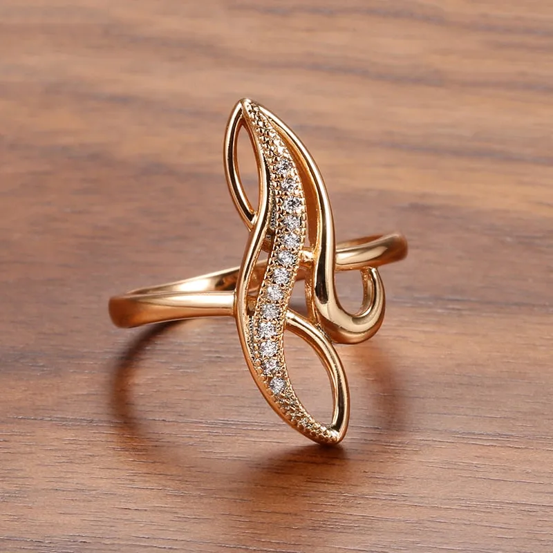 Elegant Geometric Texture Natural White Zircon Rings For Women