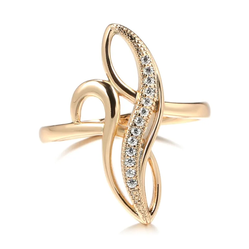 Elegant Geometric Texture Natural White Zircon Rings For Women