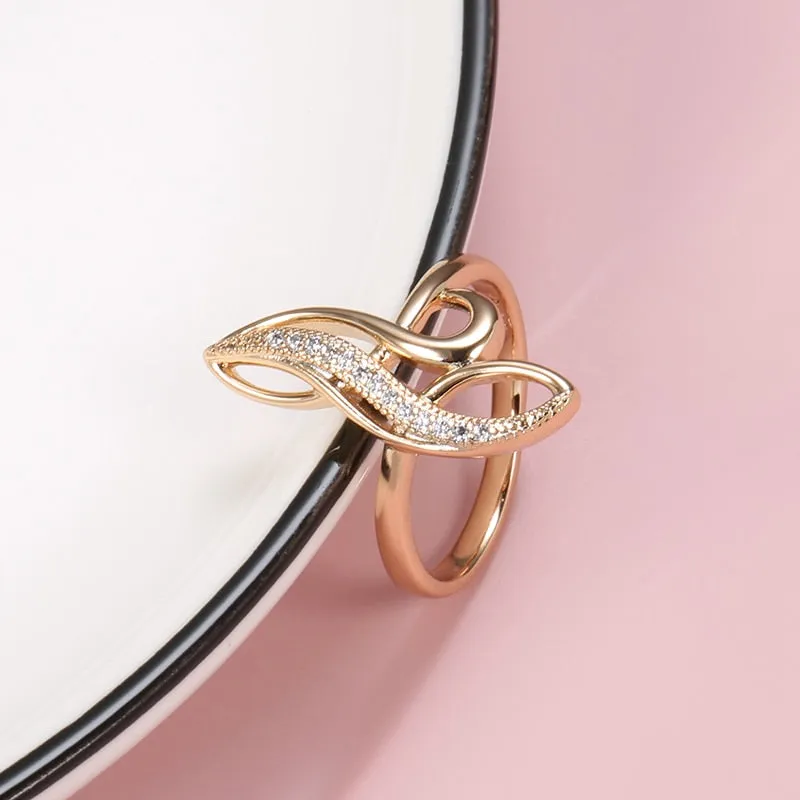 Elegant Geometric Texture Natural White Zircon Rings For Women