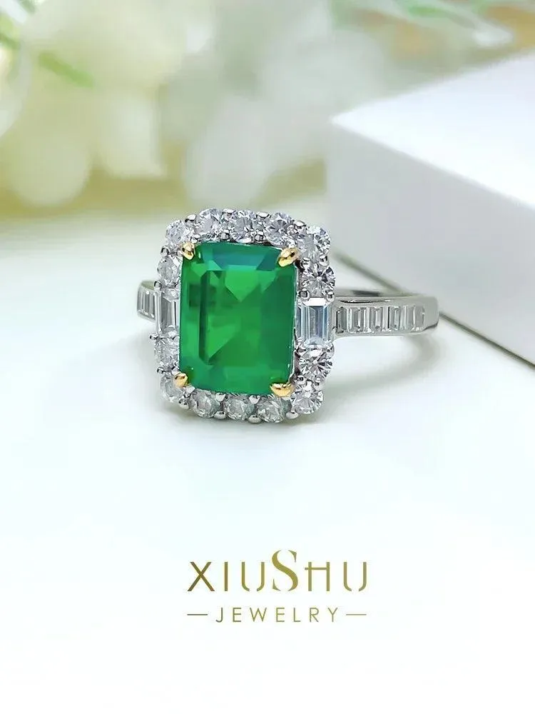 Elegant Lab Created Emerald Gemstone High Quality AAAAA High Carbon Diamonds for Women - Fine  Jewellery