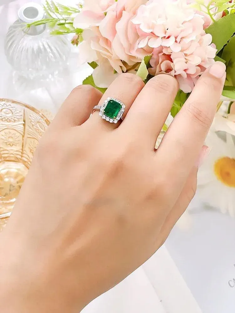 Elegant Lab Created Emerald Gemstone High Quality AAAAA High Carbon Diamonds for Women - Fine  Jewellery