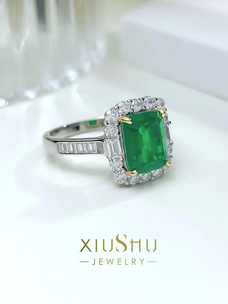Elegant Lab Created Emerald Gemstone High Quality AAAAA High Carbon Diamonds for Women - Fine  Jewellery