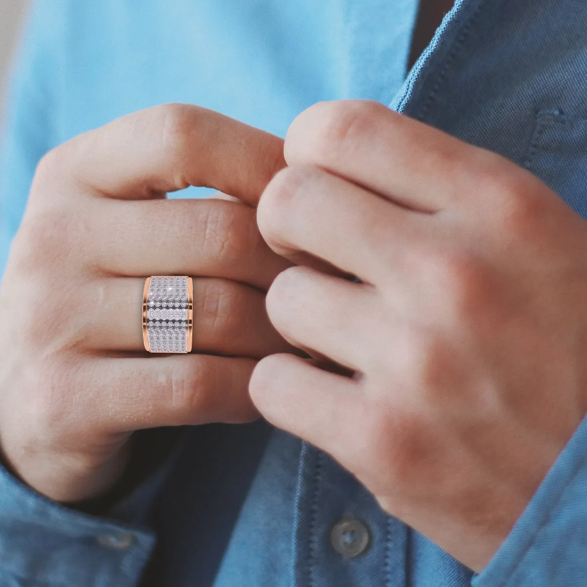 Elegant Lab Grown Thick Ring For Men