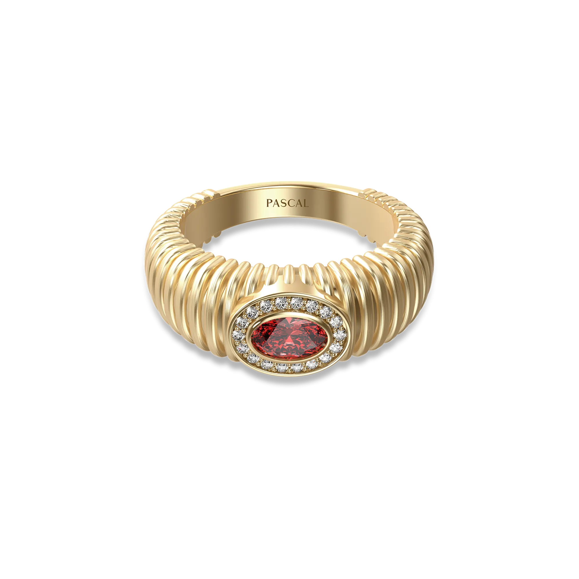 Elegant Stripes Gemstone Dome Ring