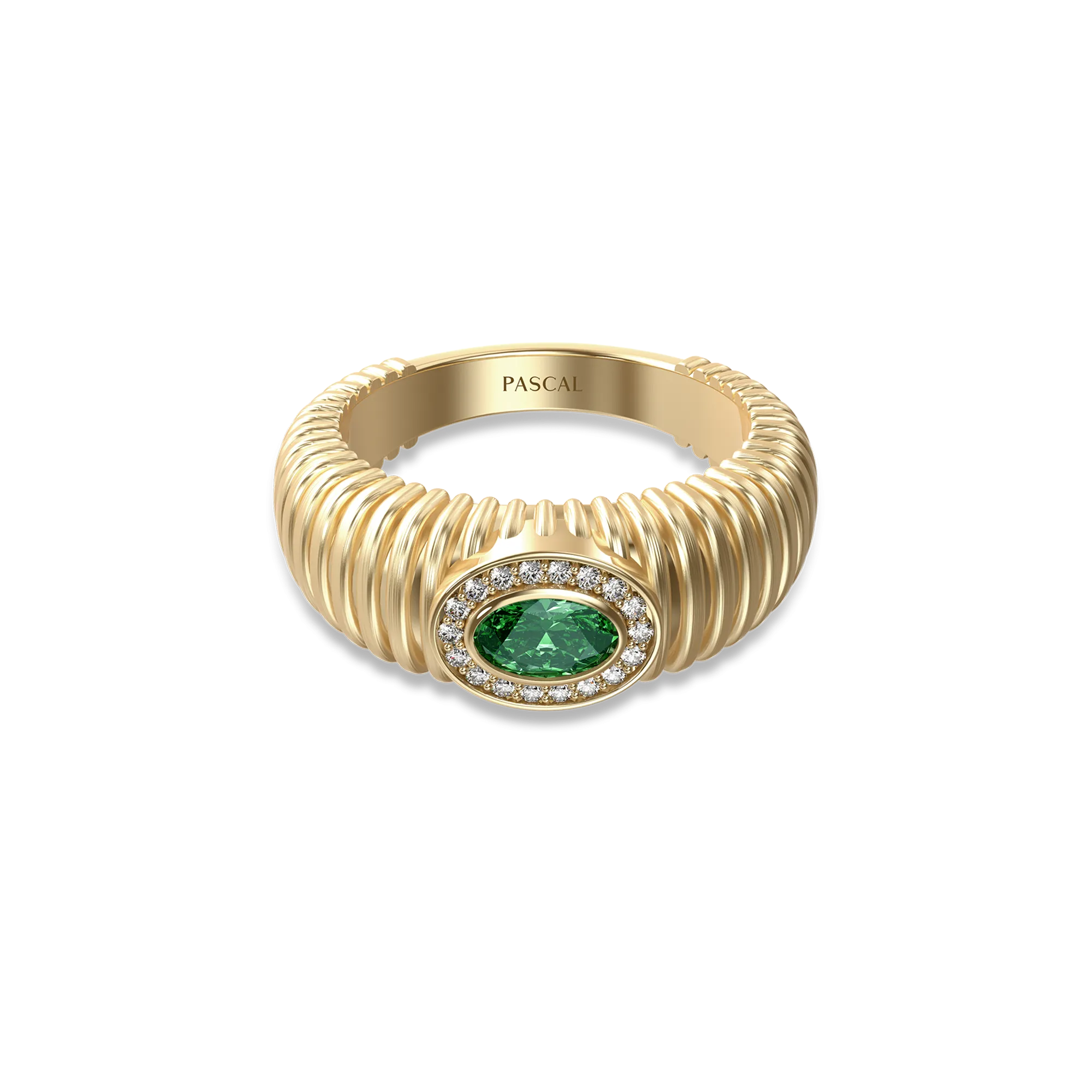 Elegant Stripes Gemstone Dome Ring