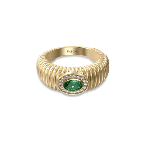 Elegant Stripes Gemstone Dome Ring