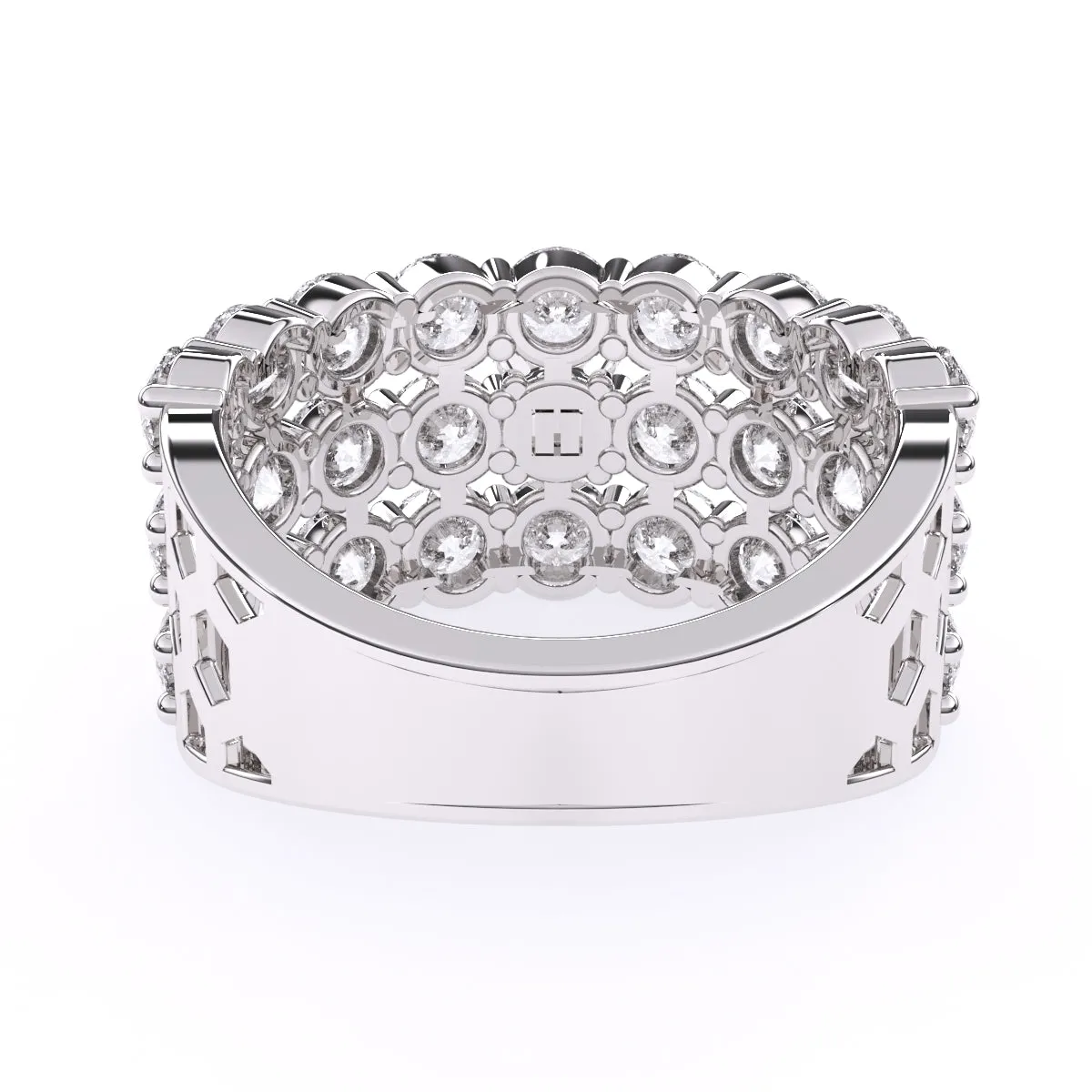 Elegant Three Row Cluster Diamond Ring