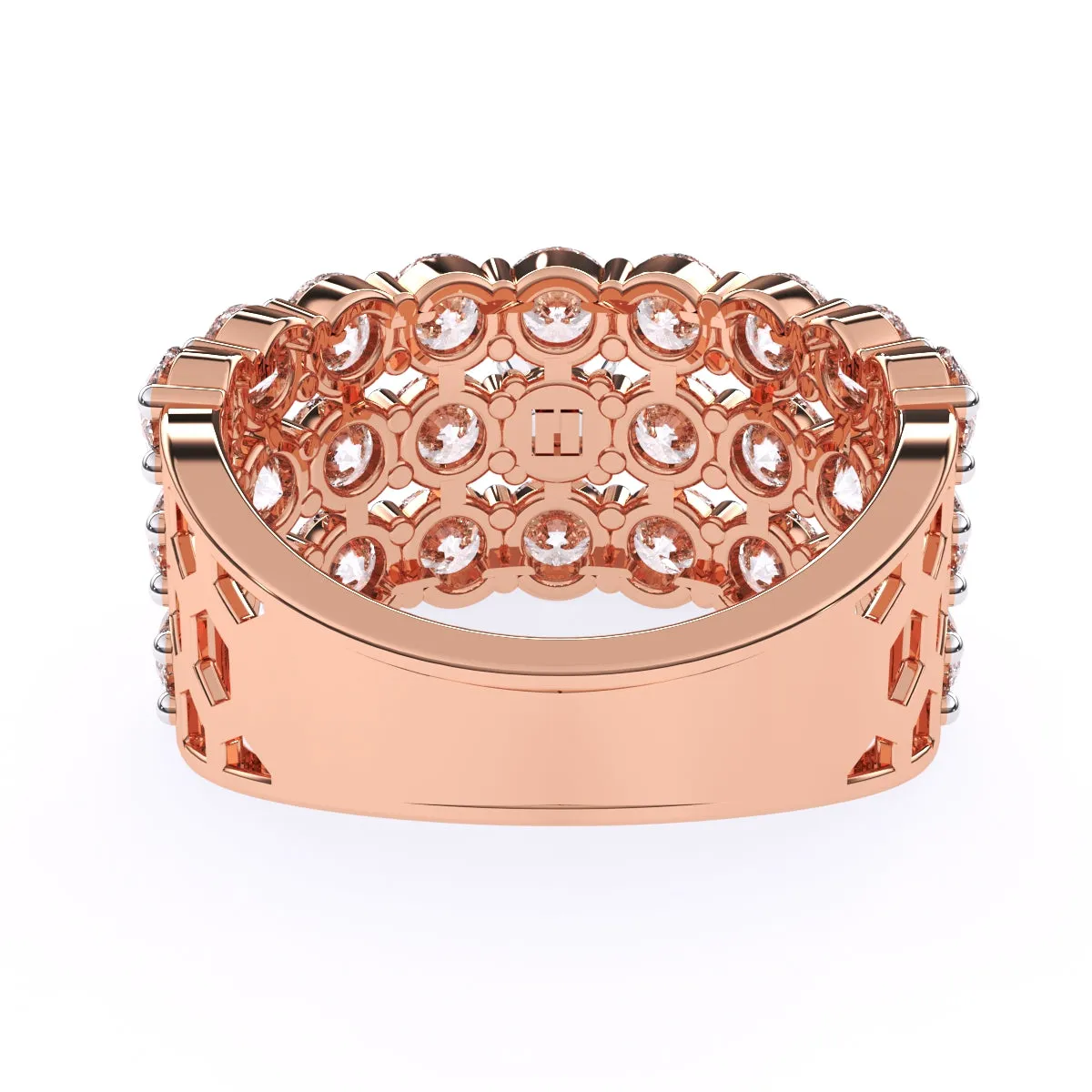 Elegant Three Row Cluster Diamond Ring