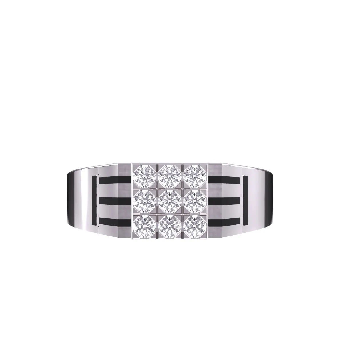 Elegant Two-Tone Cluster Diamond Men's Ring