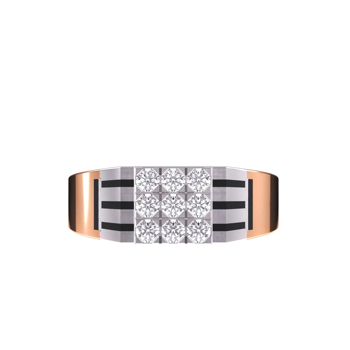 Elegant Two-Tone Cluster Diamond Men's Ring