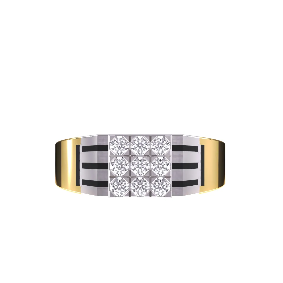 Elegant Two-Tone Cluster Diamond Men's Ring