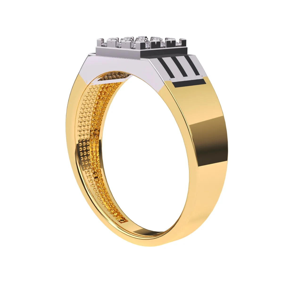 Elegant Two-Tone Cluster Diamond Men's Ring