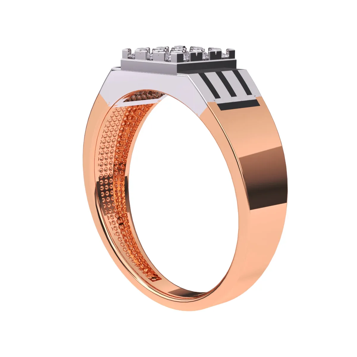 Elegant Two-Tone Cluster Diamond Men's Ring