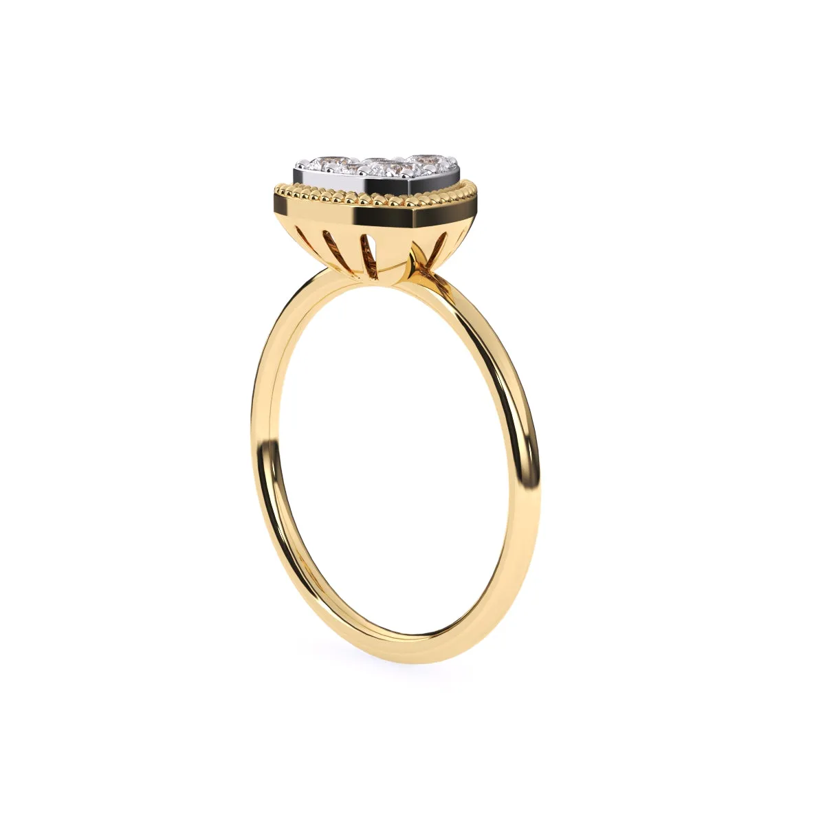 Elegant Two Tone Diamond Cluster Trillion Shape Ring