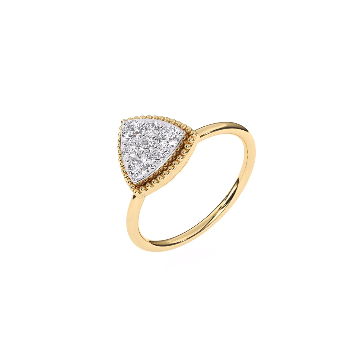 Elegant Two Tone Diamond Cluster Trillion Shape Ring