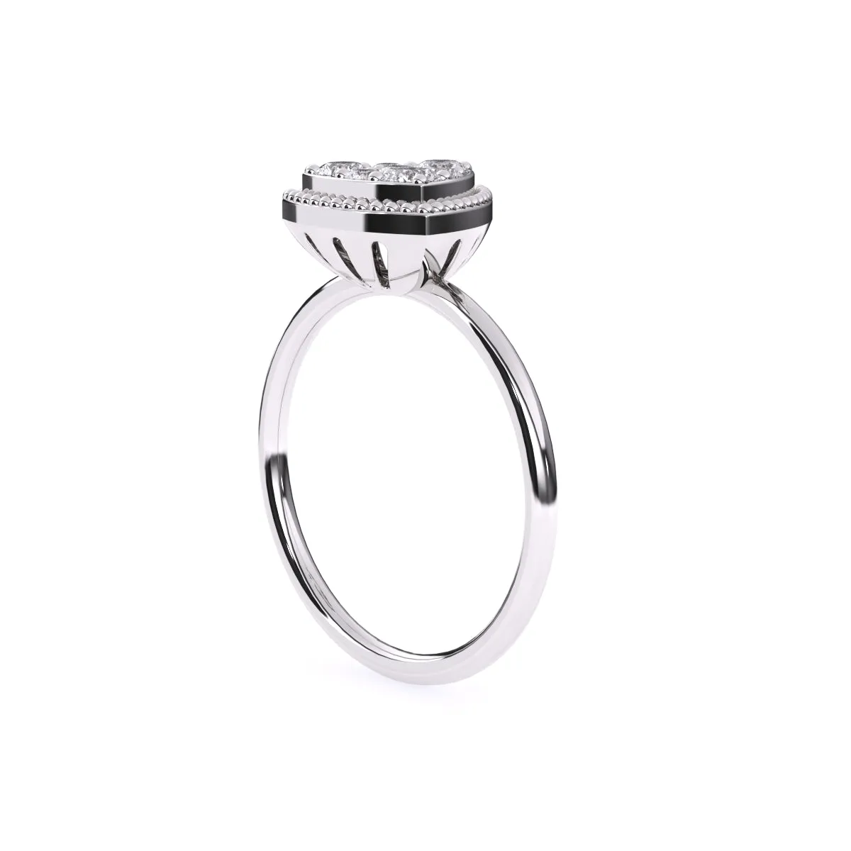 Elegant Two Tone Diamond Cluster Trillion Shape Ring