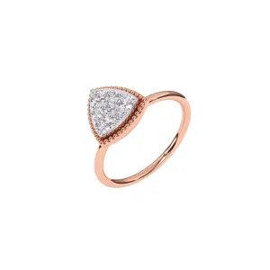 Elegant Two Tone Diamond Cluster Trillion Shape Ring