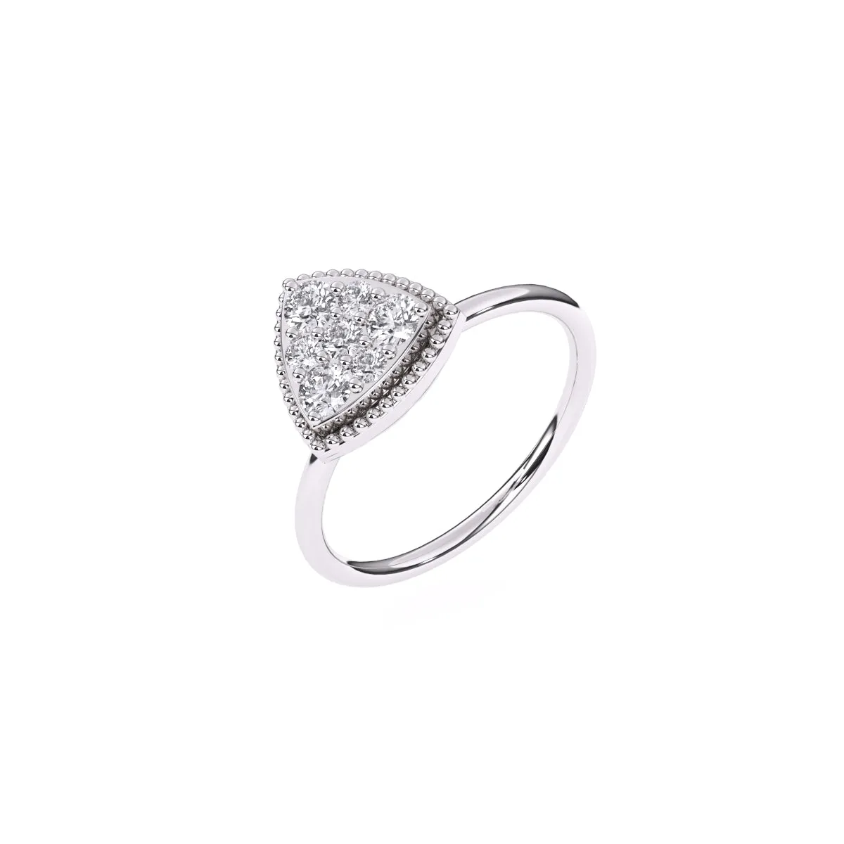 Elegant Two Tone Diamond Cluster Trillion Shape Ring