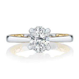 Elegant Two Tone Oval Cut Diamond Engagement Ring