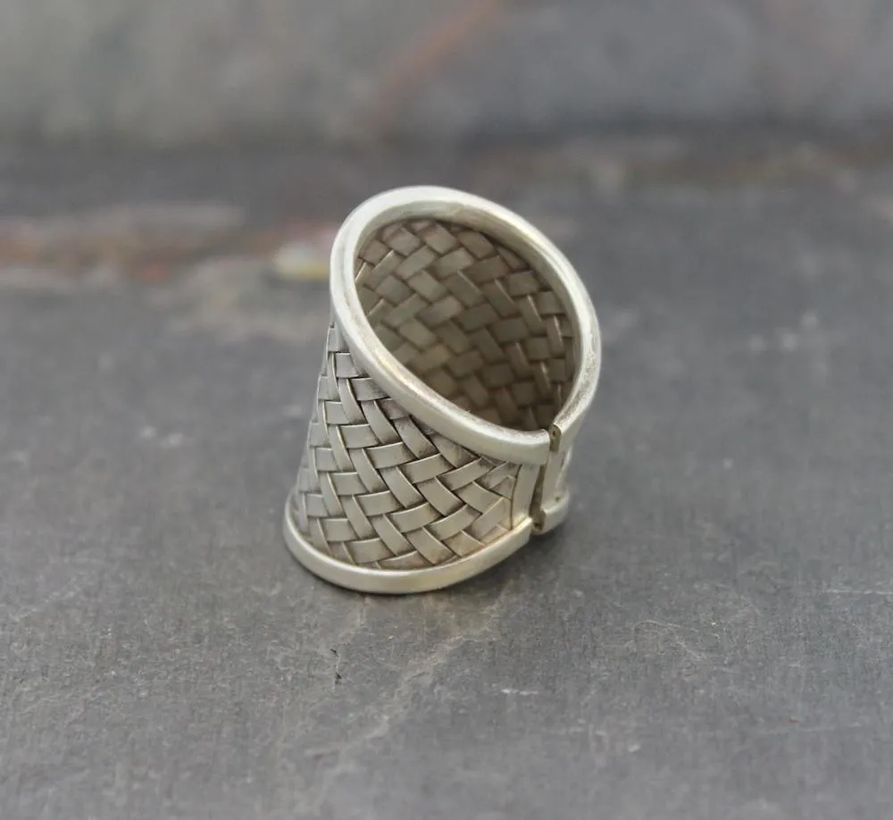Elegant Woven Silver Ring