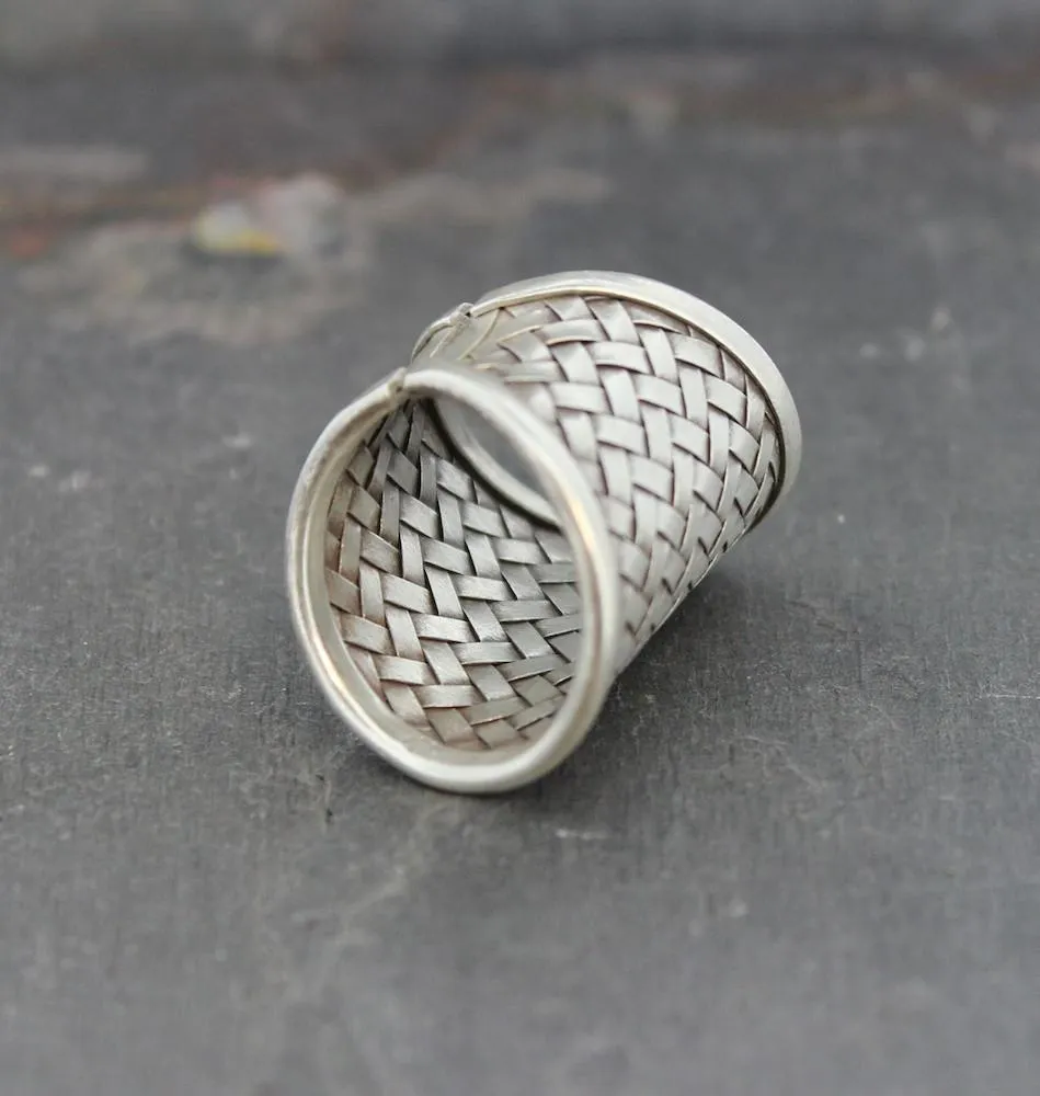 Elegant Woven Silver Ring