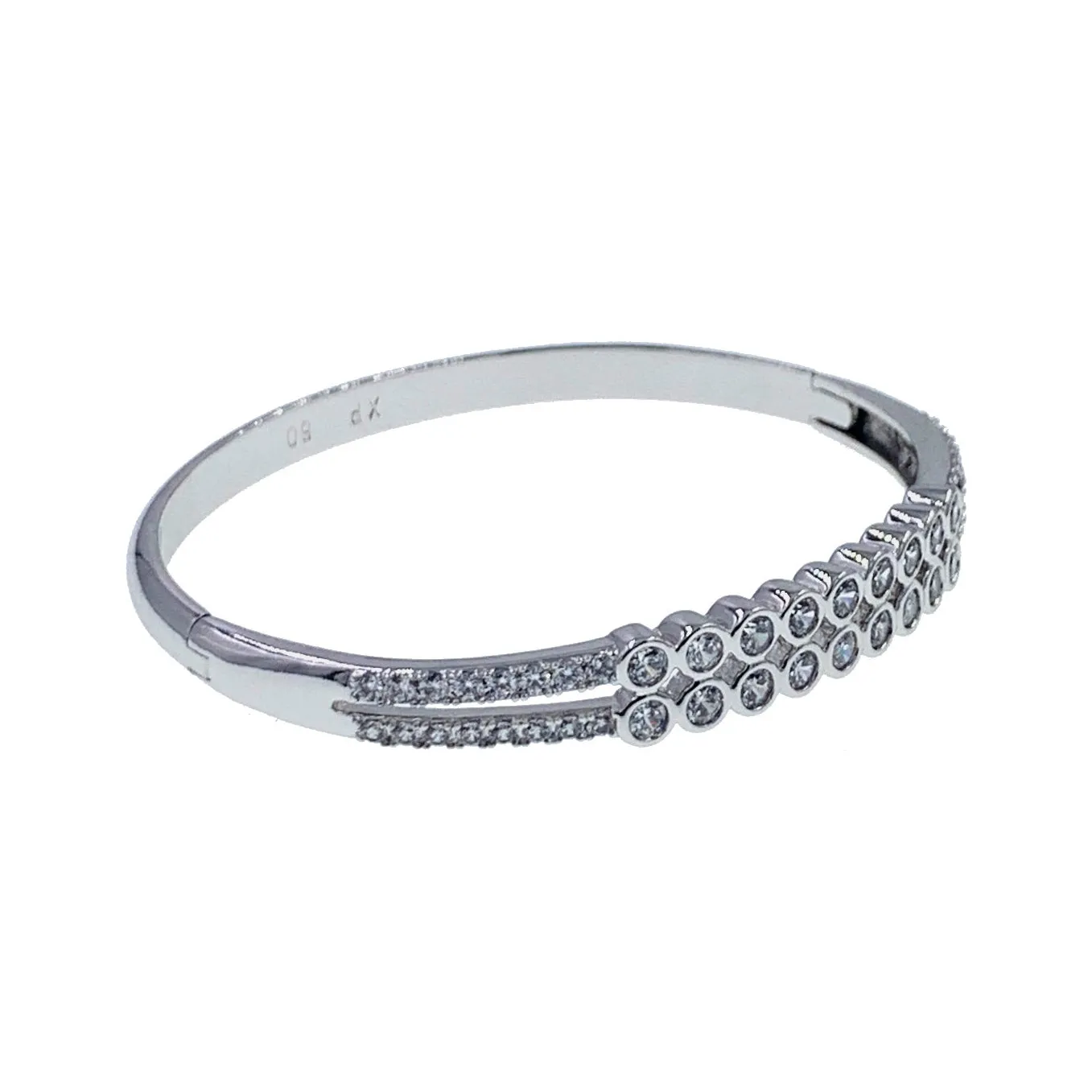 Elena Cubic Zirconia Bangle Bracelet Silver