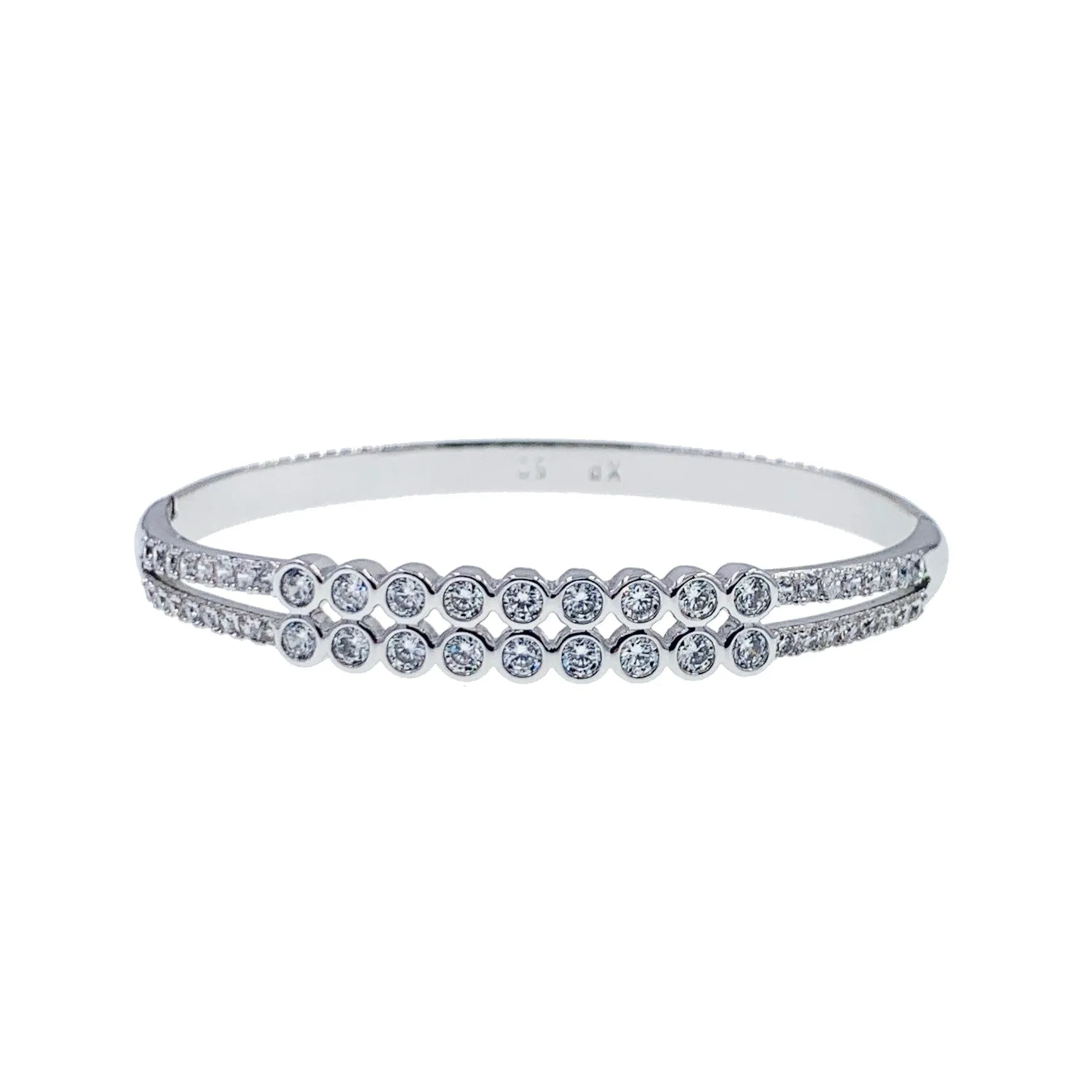 Elena Cubic Zirconia Bangle Bracelet Silver