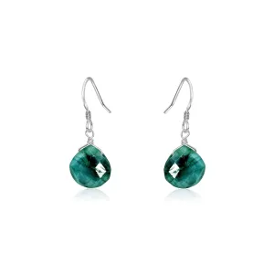 Emerald Gemstone Teardrop Dangle Earrings
