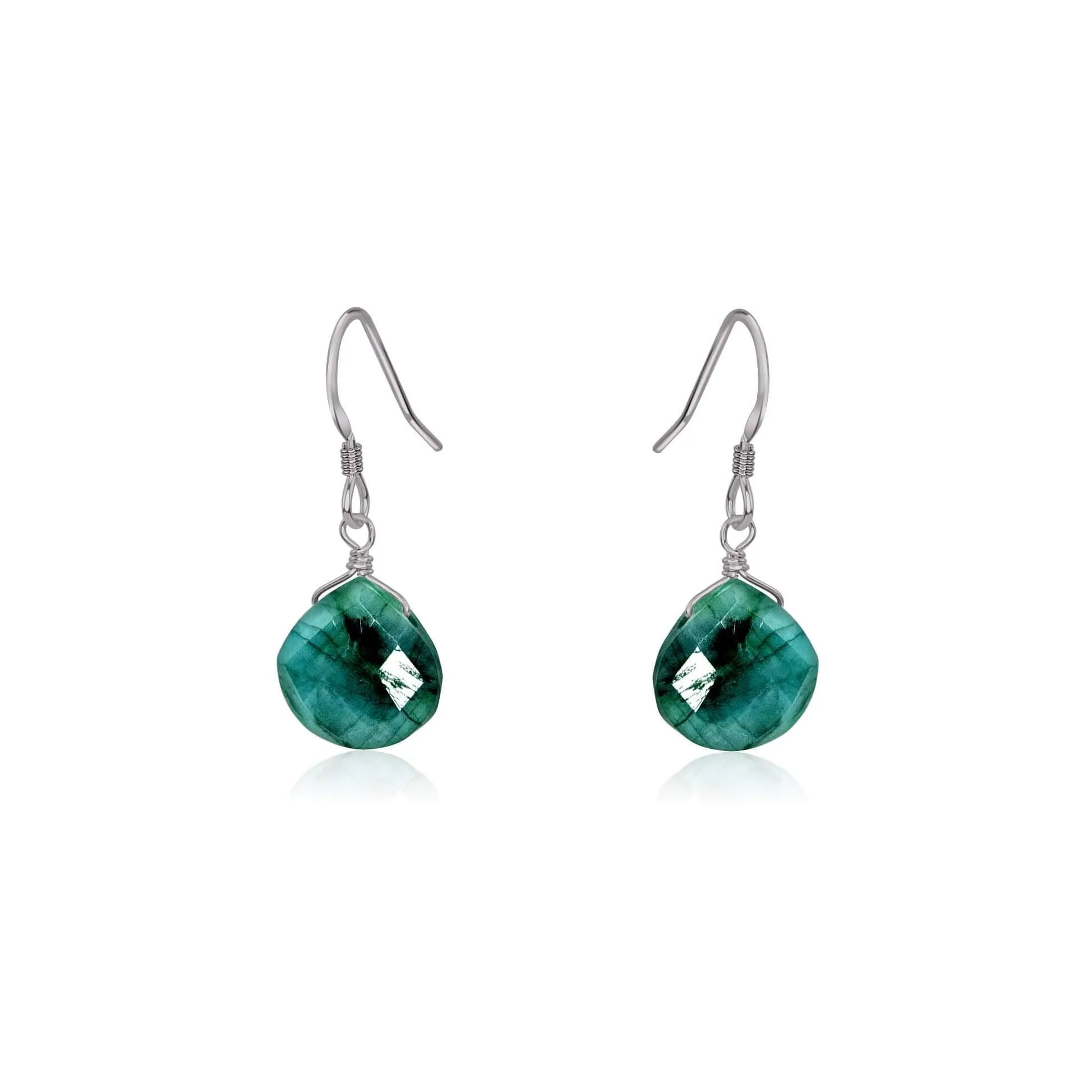 Emerald Gemstone Teardrop Dangle Earrings