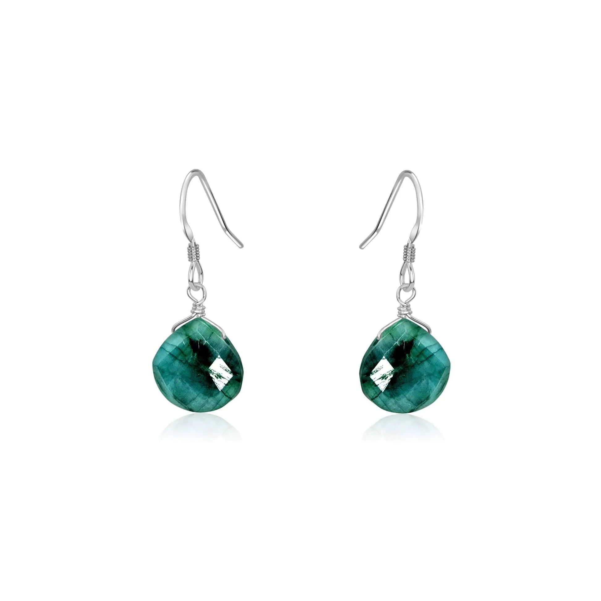 Emerald Gemstone Teardrop Dangle Earrings