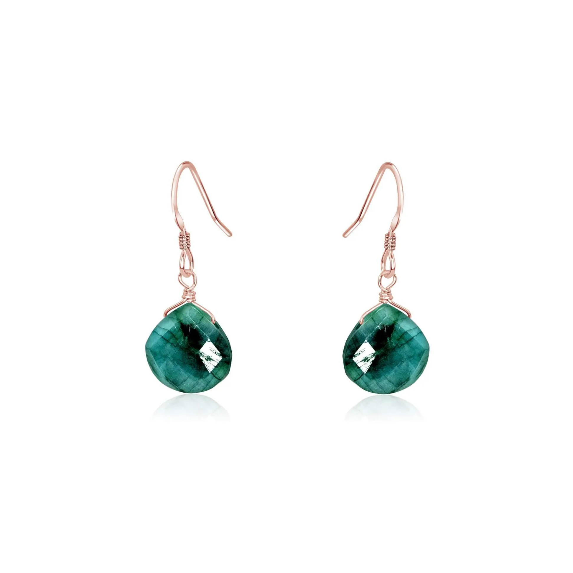 Emerald Gemstone Teardrop Dangle Earrings