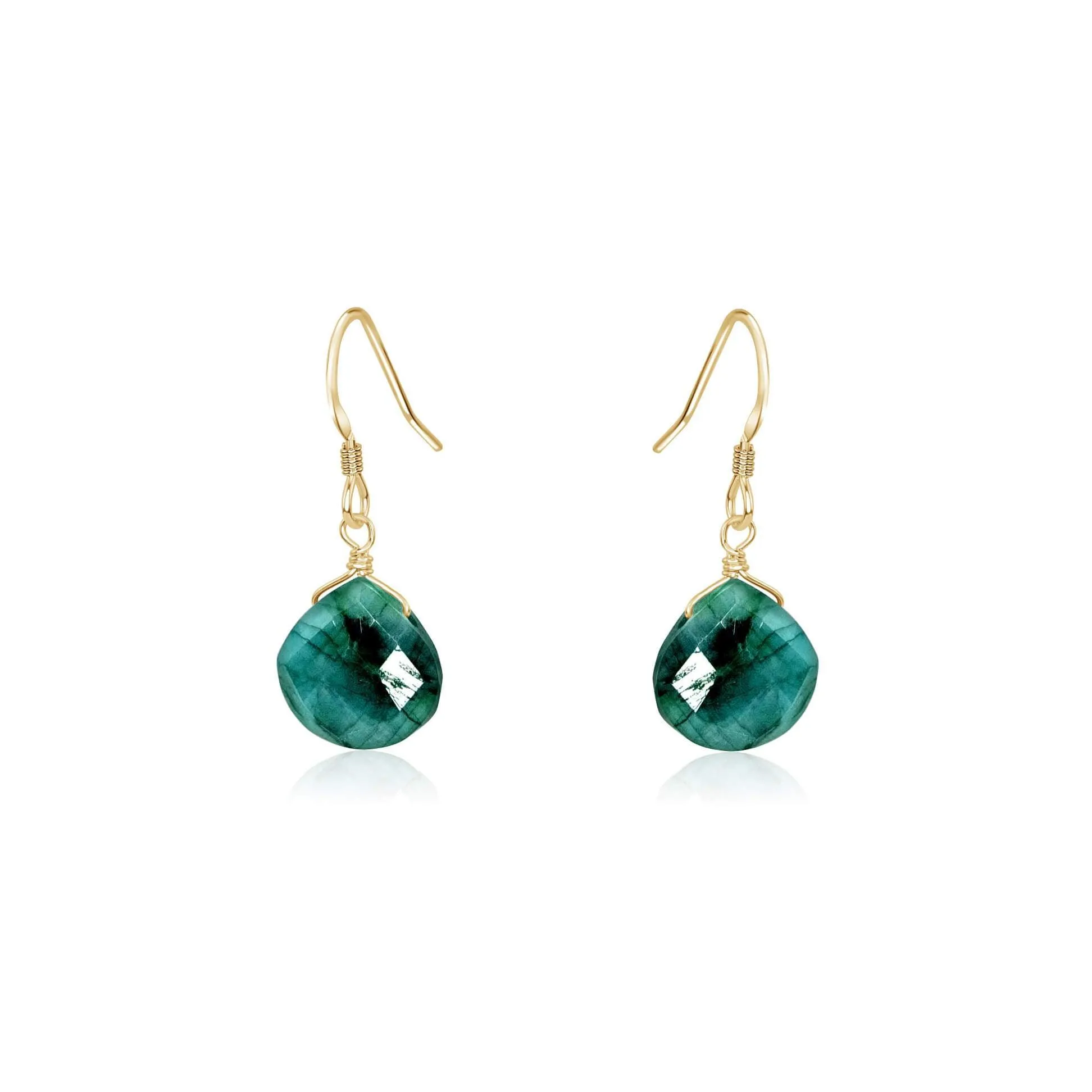 Emerald Gemstone Teardrop Dangle Earrings