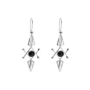 Energy Protection Earhooks – Sterling Silver with Black Agate