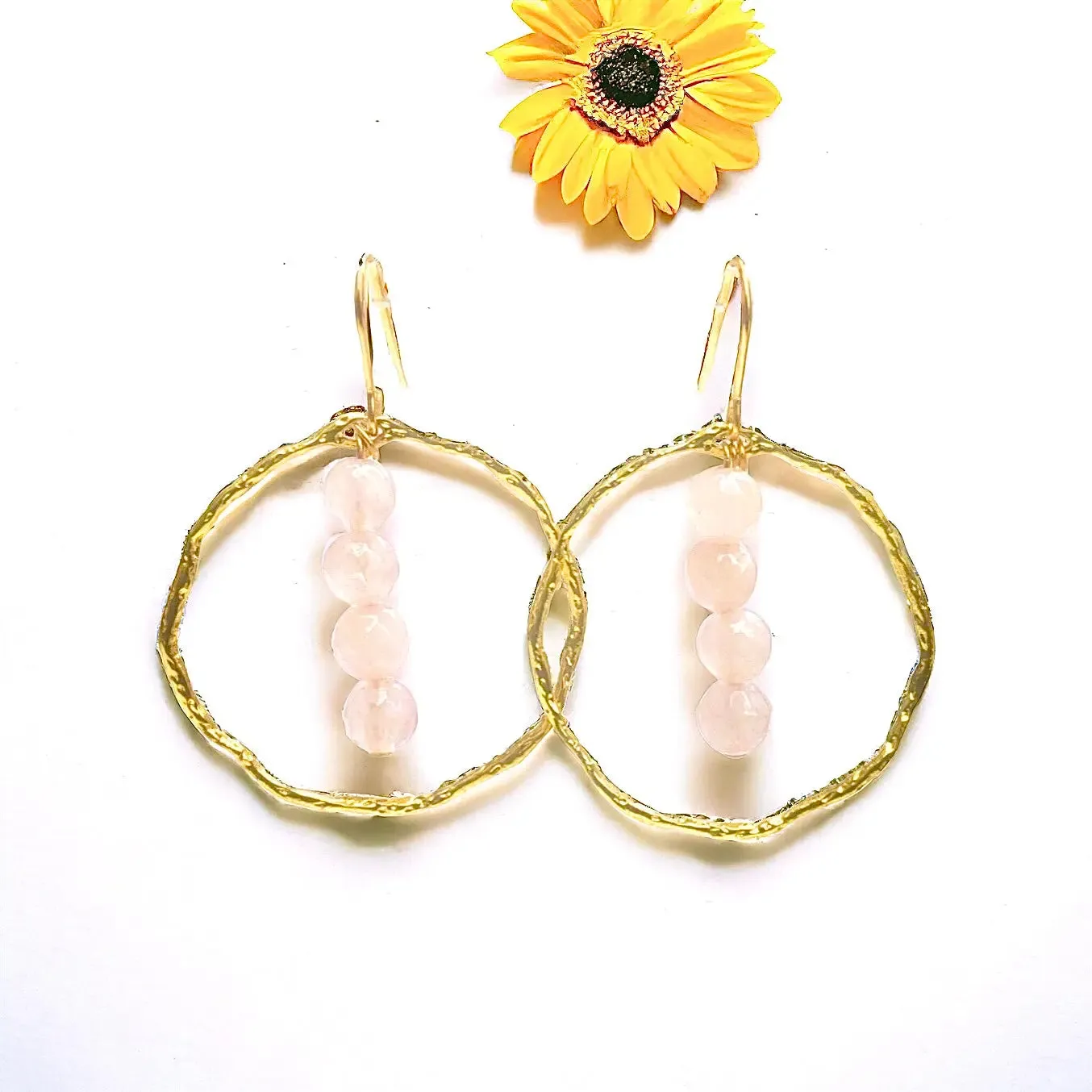 Energy Stone Gold Hoop Earrings (various stone options)