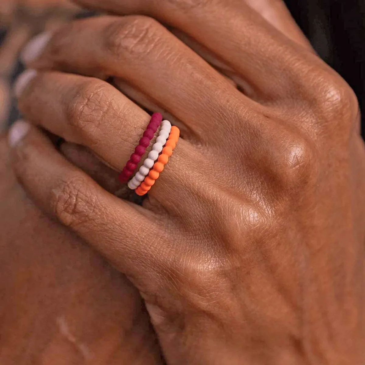 Enso Rings Beaded Stackables Series Silicone Ring - Pink Sand