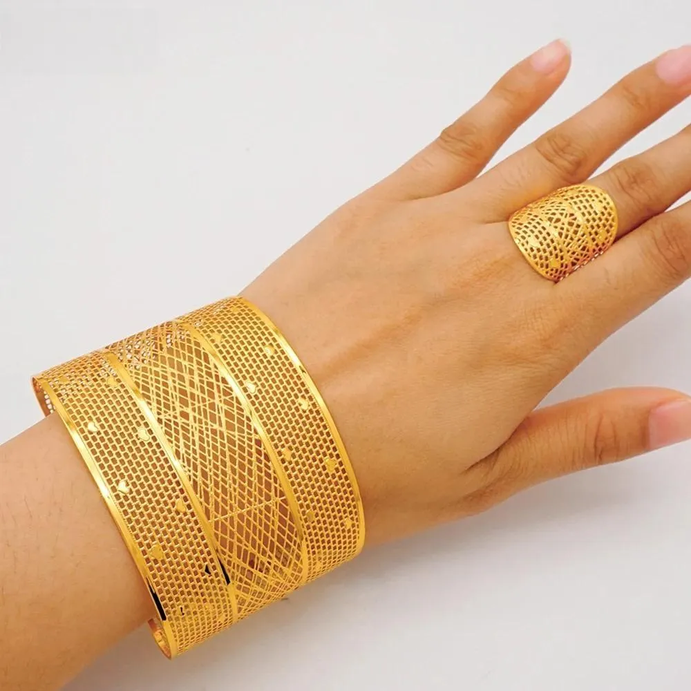 Ethiopia India Gold Color Bangles Ring For Women