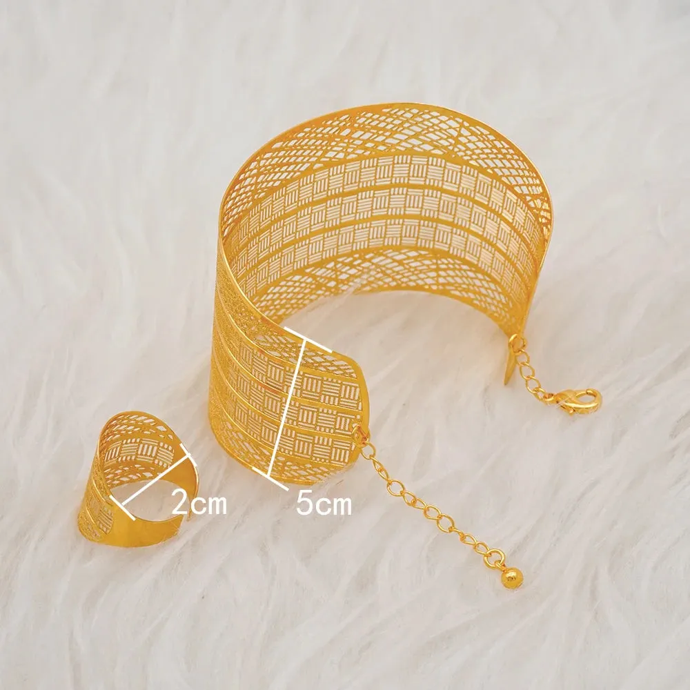 Ethiopia India Gold Color Bangles Ring For Women