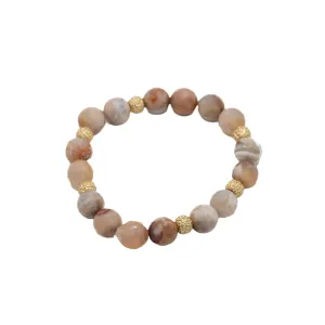 Faceted Earthtone Stone & Gold Bracelet