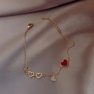 Fashion Sweet Girls Heart Bracelet For Party Hot Trend Chain Female Jewely Korean New Hanging Love Drop Bracelet For Women