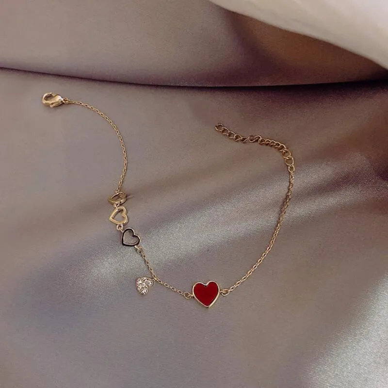 Fashion Sweet Girls Heart Bracelet For Party Hot Trend Chain Female Jewely Korean New Hanging Love Drop Bracelet For Women