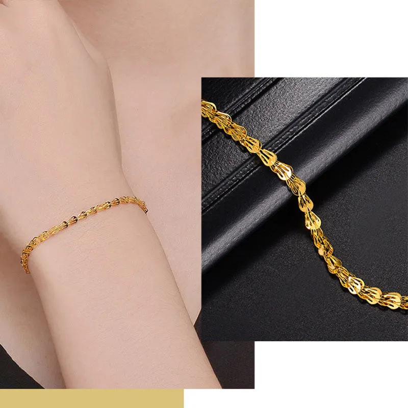 Fashion Upscale Jewelry Minimalism Feather Shape Stitching Charms Thick Chain Bracelet Necklaces For Women