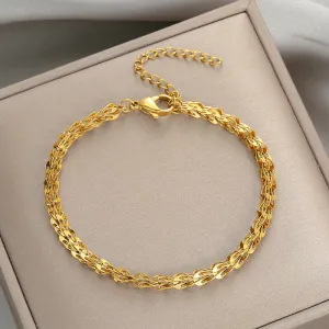 Fashion Upscale Jewelry Minimalism Feather Shape Stitching Charms Thick Chain Bracelet Necklaces For Women